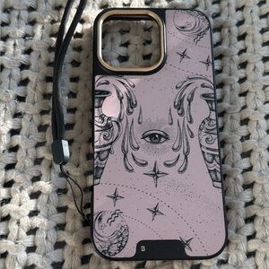 Elegant Pink Phone Case with Artistic Eye Design